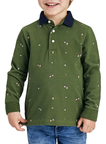 Polo Manga Larga Estampado Verde Caza Niño Mayoral M4158 C16