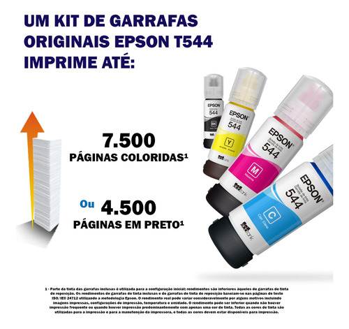 Kit 08 Refis De Tinta Epson T544 L3110 L3250 L3150 - B Y C M