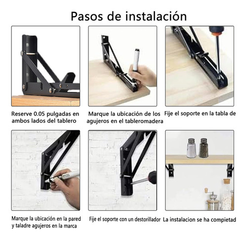 H8 In Estant Soportes, 4 Piezas Mensuales Para Repisa Plegab