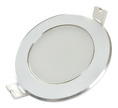 Foco Led Empotrado Blanco Plano Con Marco Plata Adir 2670