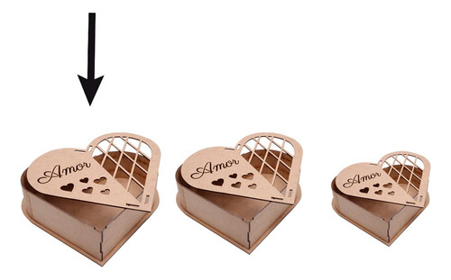 Imagem 3 de 6 de Caixa Coração Mdf Amor G 27,5x21x7cm Hot Pink