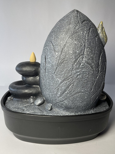 Pileta Y Cascada De Agua Buda Meditación Feng Shui Con Luz Color Gris