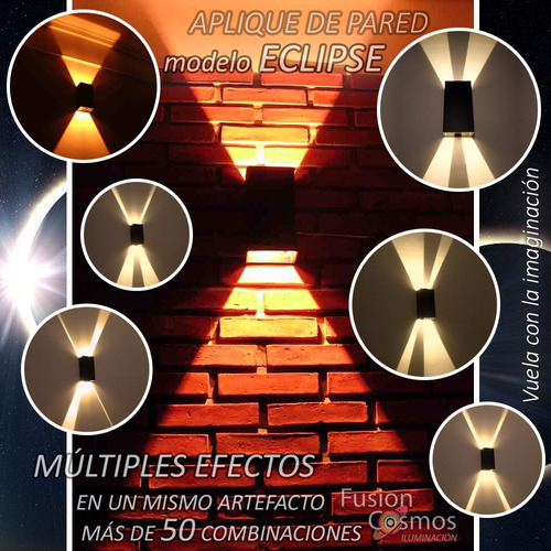 Imagen 2 de 10 de Aplique Pared Interior Luz Efecto Transformable Fx Pack X5un