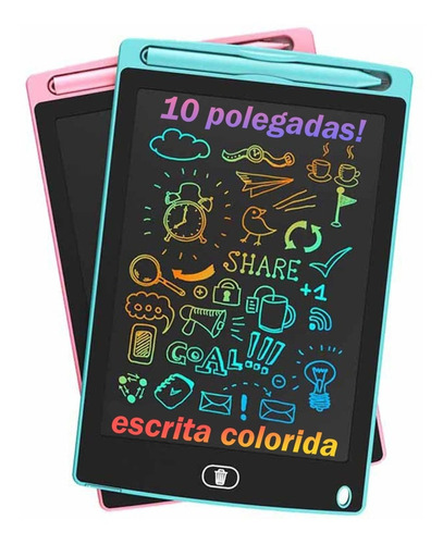Pizarra mágica para niños LCD de 10 pulgadas, diseño de tableta de colores, color verde
