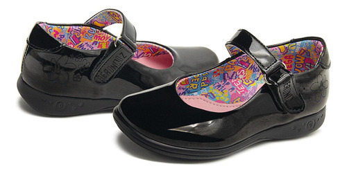 Zapato Escolar Para Niña Distroller Charol Negro Con Velcro