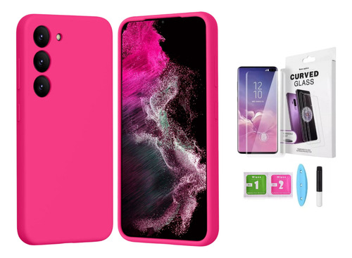 Case Soft Premium Fucsia Para Samsung S22 Plus + Mica Uv