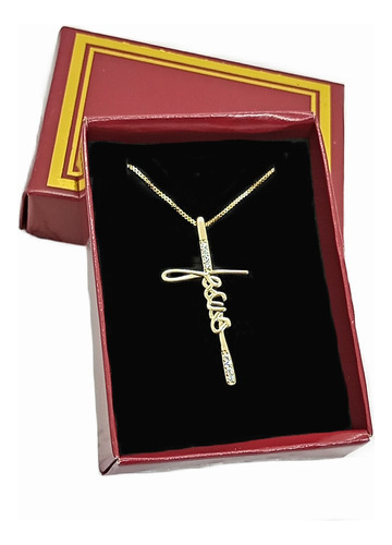 Dije Cruz De Oro 18k Laminado Con Cadena Mujer Hombre 