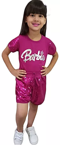 Conjunto Blusa e saia em Paete Barbie menina blogueirinha moda