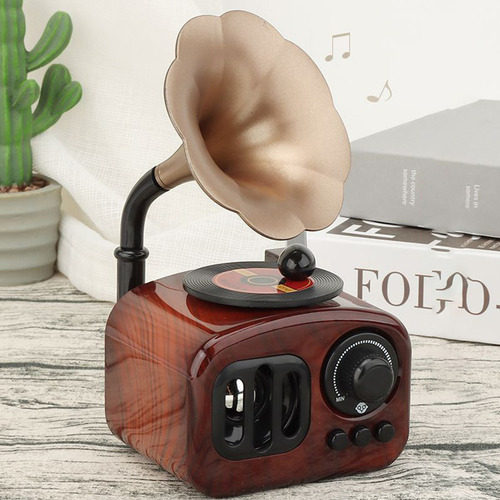 Caja De Música Retro Con Diseño De Gramófono Vintage