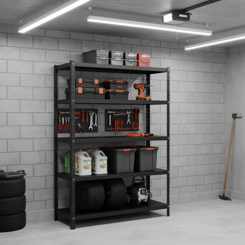 Prateleira De Aço 5 Bandejas 40x92cm Preta Coluna Triparti