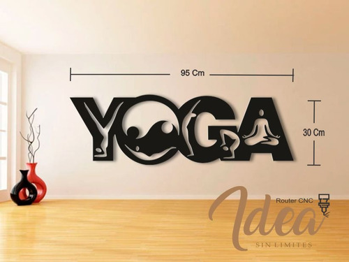 Cuadro Yoga Corte Láser 30x95 Cm Negro Negro