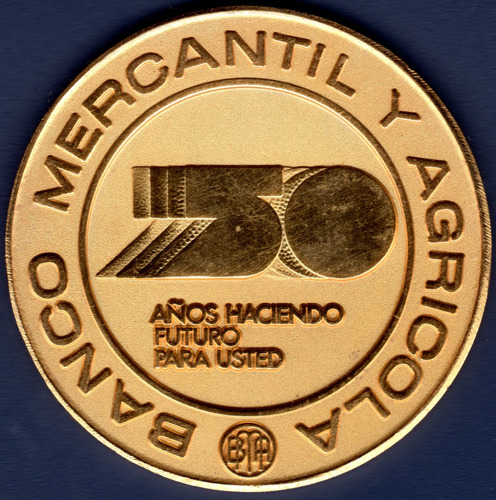 Medalla 50 Años Del Banco Mercantil Y Agrícola 1975