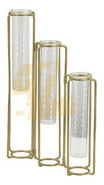 Pedestal Beaker Vase Oversized Gold Clear Indoor Outdoor Ggz