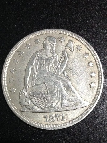 Moneda 1 Dólar Libertad Sentada 1871, Grosor 2.8mm