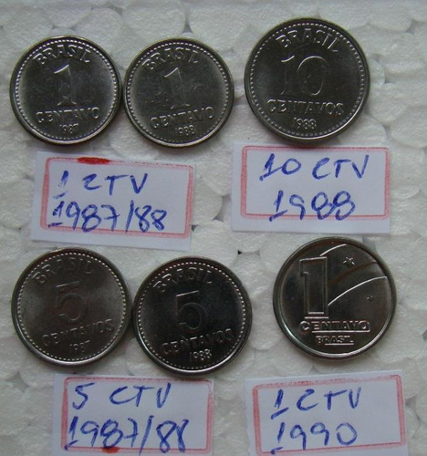 Brasil 6 Moedas Raras E Difíceis Centavinho De 1987 A 1990 (Usado)