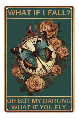 Reloj De Mariposa Rosa Vintage Metal Arte De Pared Carteles 