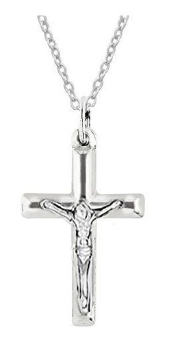 Collar - Sterling Silver Mini Tubular Cross Crucifix Small P