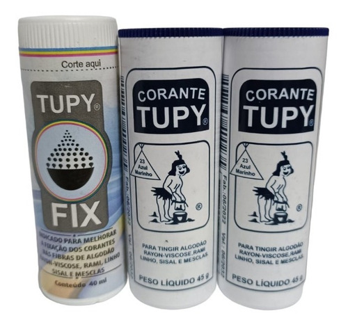 Kit 2 Corantes Azul Marinho Tintura 45g + 1 Fixador Tupy Fix