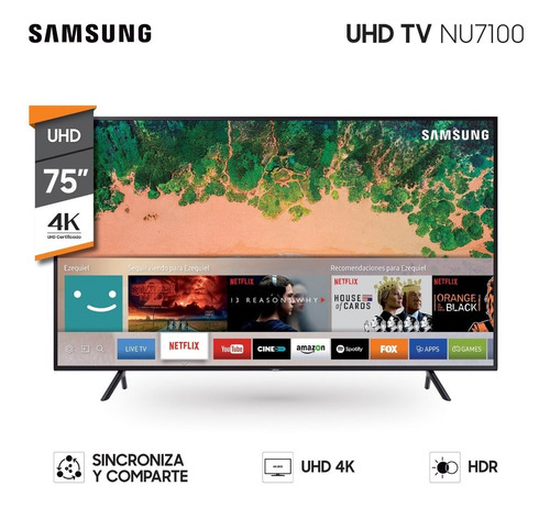 Smart Tv Samsung 75  Ultra Hd 4k Nu7100 Netflix Stienda