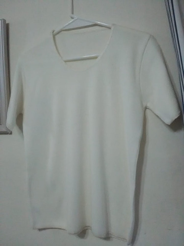 Remera Punto Hilo/lana Mujer Man/cortas Abrigada Talle M/l