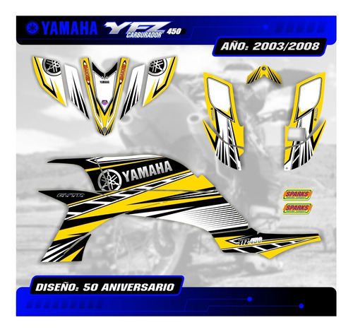 Kit Calcos Gráfica Yamaha Yfz 450 - 2003/08 Carburador