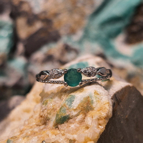 Anillo Compromiso Plata 925 Con Esmeralda Colombiana