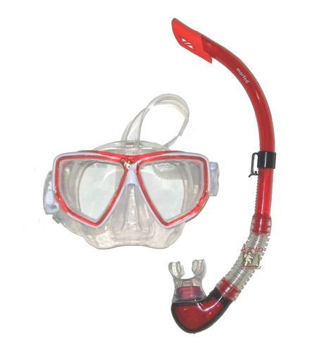 Imagen 1 de 10 de Set Snorkel + Mascara Profesional Doble Válvula Marfed Buceo