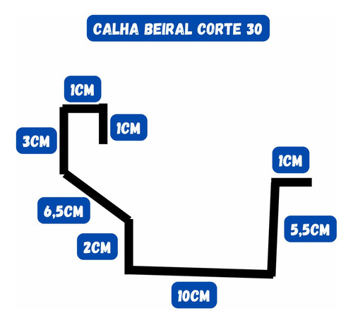 3 Metros De Calha Beiral Alumínio Com 2 Tampas Corte 30