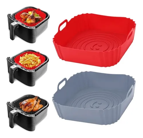 comprar Set X2 Bandeja Silicona Anti Adherente Cuadrada Freidora