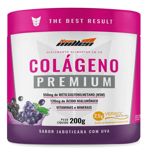 Colageno Premium Com Verisol 200g - New Millen Sabor Uva Com Jabutica