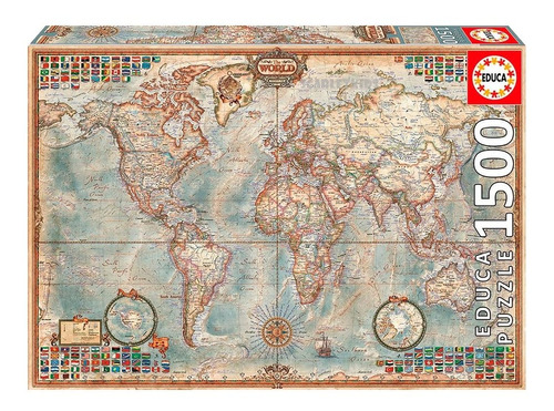 Puzzle Rompecabezas 1500 Pzas Mapa Del Mundo Politico Educa