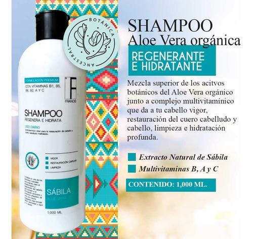 Imagen 2 de 2 de Shampoo Regenerante De Aloe Vera (sábila)