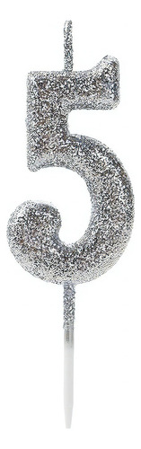 Vela Pequena Prateada Glitter 5