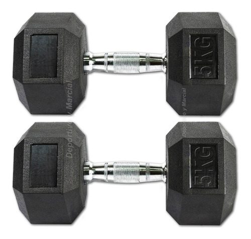 Imagen 1 de 5 de Kit 2 Mancuernas Hexagonales Caucho Get Fit 5kg Envio En3x