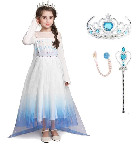 Fantasia Vestido Infantil Elsa Filme Frozen 2 Com Acessórios