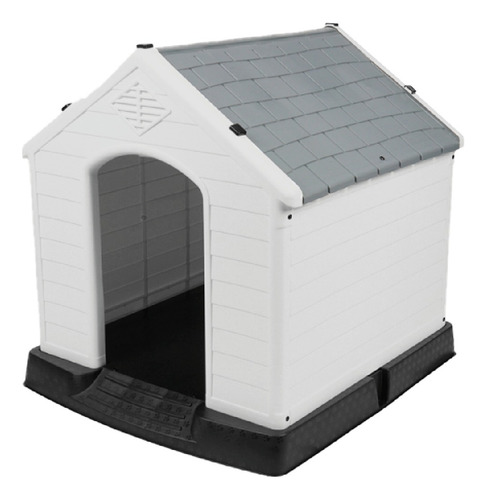 Casa Para Perro Plástico Exterior Mediano Premium Color Gris Poli Pets Pt-Cpp1gy-85cm