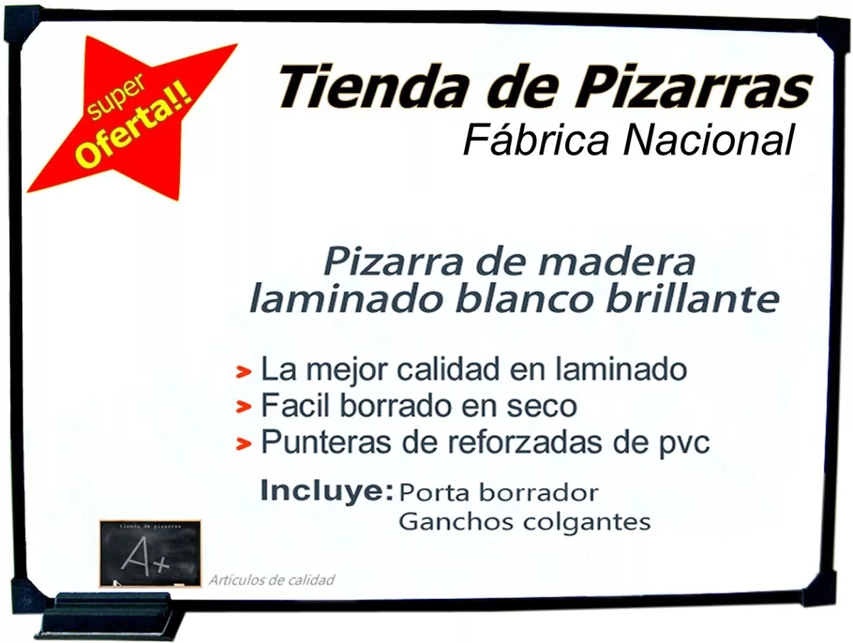 Pizarra Blanca 60x120m , Fondo Madera + 2 Marcad + Borrador