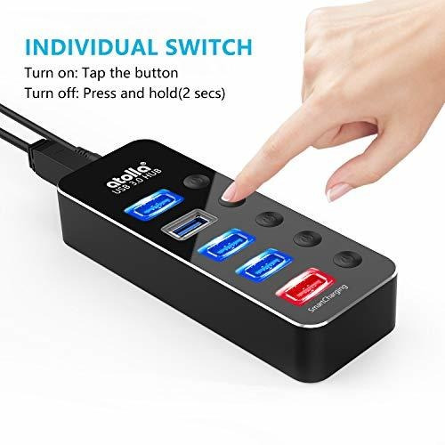 Powered Usb Hub Atolla Aluminum 5 Port 3.0 With 4 Data