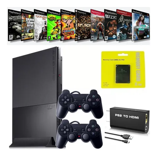comprar Playstation 2 Ps2 Slim Completo + 02 Controles + 40 Jogos!