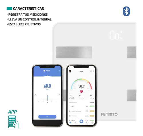Imagen 2 de 10 de Balanza Digital Para Personas Femmto B04 Bluetooth Corporal