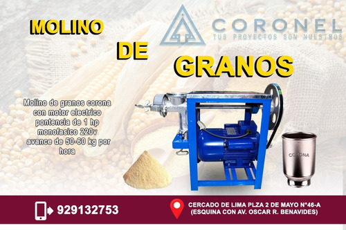 Molino De Granos Corona Con Motor Electrico De 1 Hp3