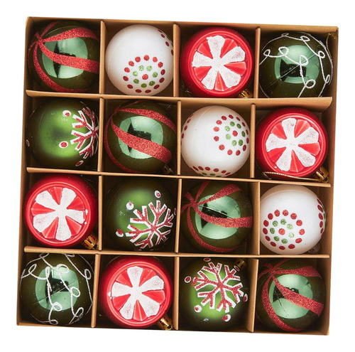 16 Bolas De Navidad, Adornos A Granel, Brillantes,
