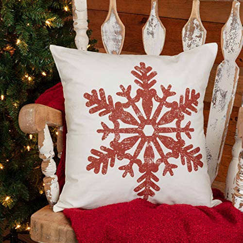 Red Snowflake Christmas Pillow Cover, 20  L X 20  W
