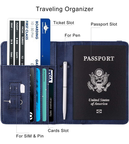 Funda Rfid Walnew Para Pasaporte, Funda Para Pasaporte De Vi