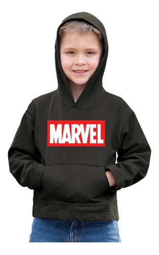 Sudadera Infantil Negra Estampada Logo De Franquicia Marvel