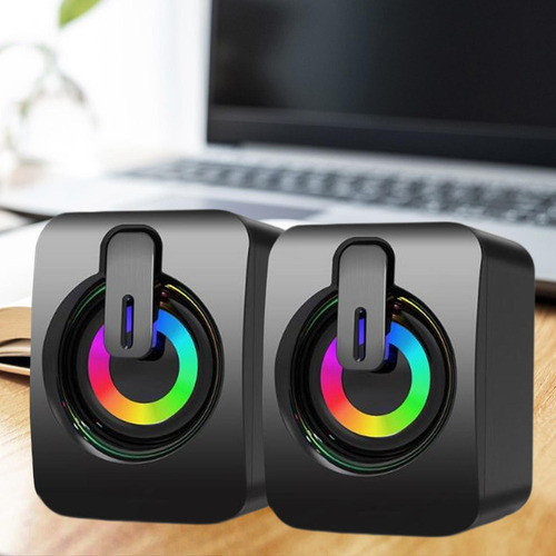 . 2pcs Mini Alto-falante Estéreo Usb Com Luz, Plug And Play