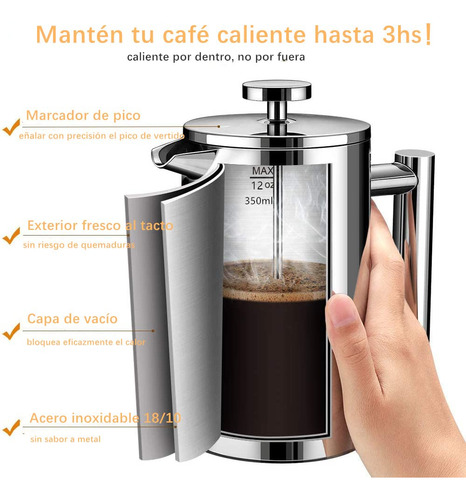 Cafetera Prensa Francesa De Acero Inoxidable 350ml