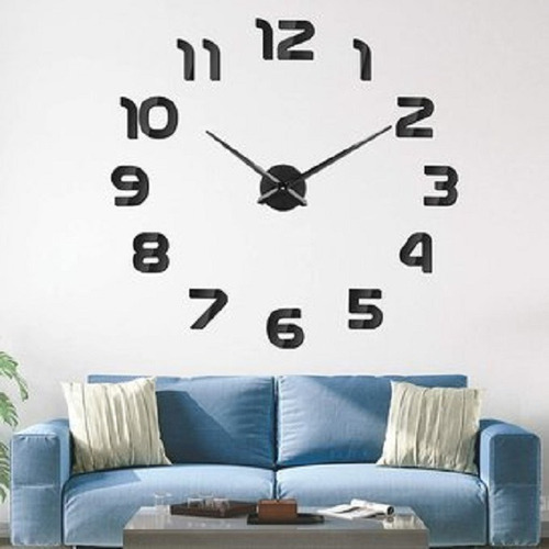 Reloj De Pared 3d Grande Números Negros Color de la estructura Negro