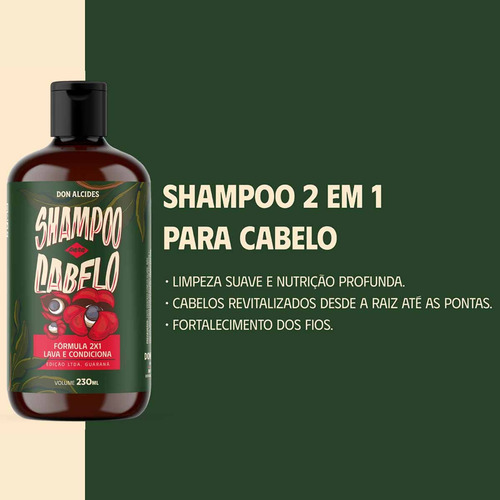 Shampoo Para Cabelo Masculino Guaraná 230ml Don Alcides