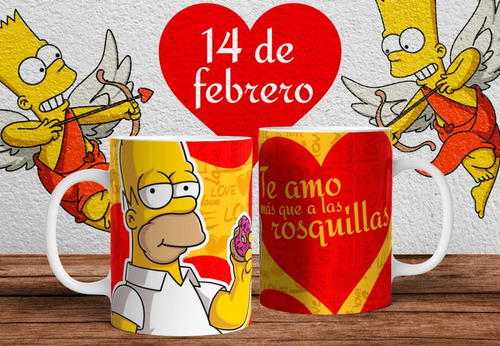 San Valentin Simpsons Te Amo Mas Que A Las Rosquillas Taza